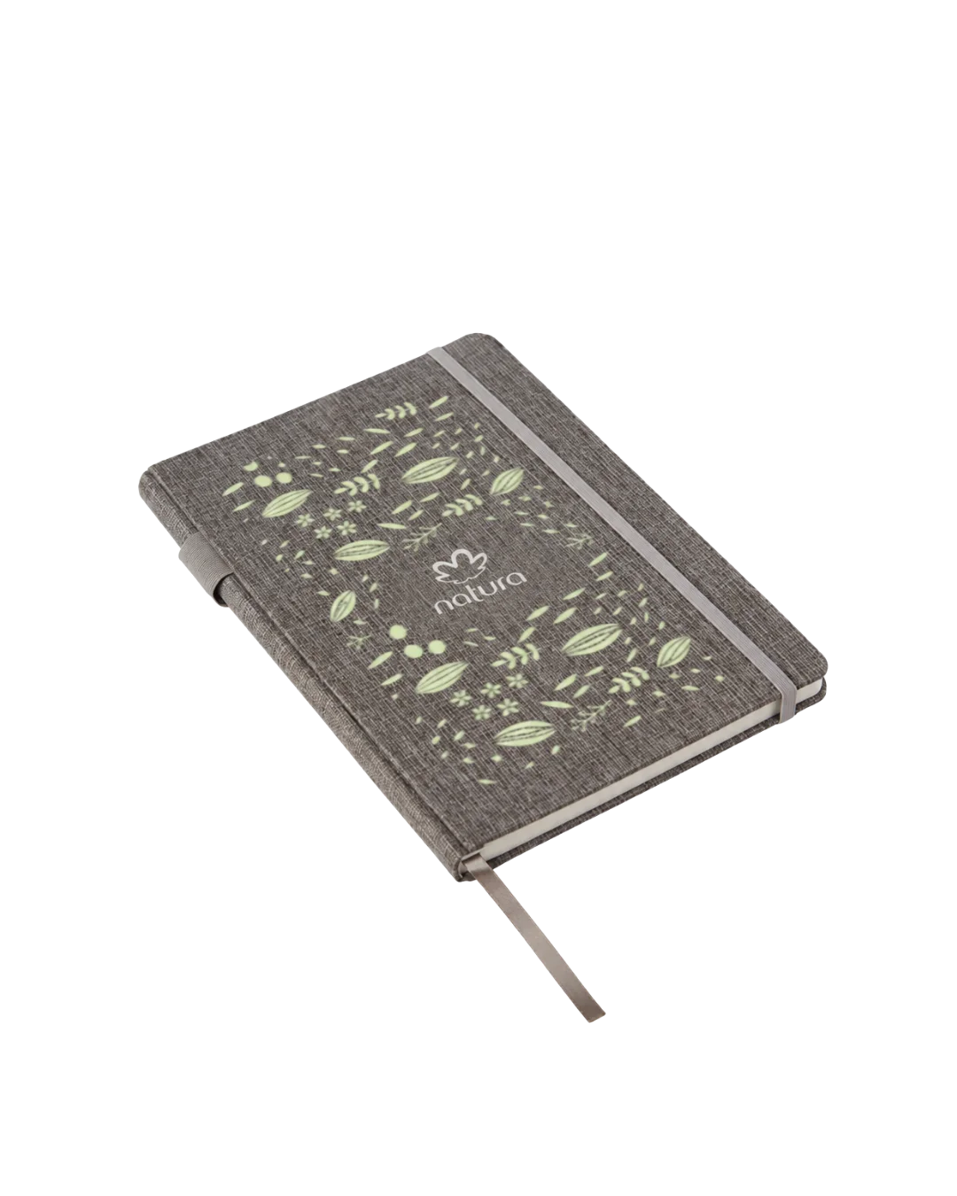Cuaderno gris personalizado con el logo de Natura